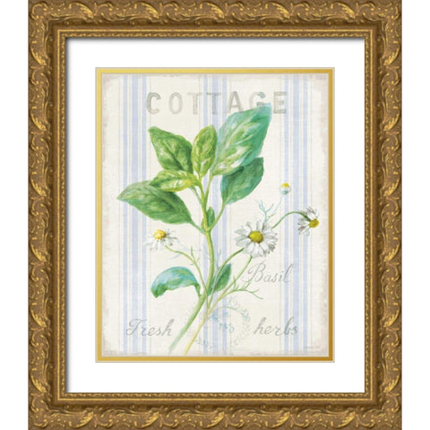 Floursack Herbs IV Gold Ornate Wood Framed Art Print with Double Matting by Nai, Danhui