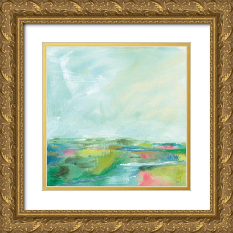 Colorful Horizon Square I Gold Ornate Wood Framed Art Print with Double Matting by Schlabach, Sue
