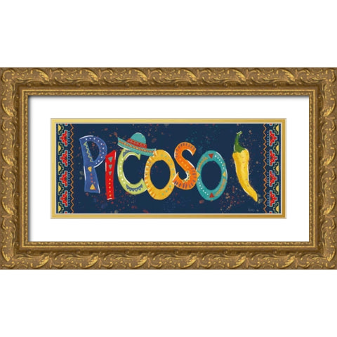Tex Mex Fiesta IX Dark Gold Ornate Wood Framed Art Print with Double Matting by Charron, Veronique
