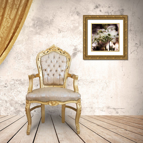 White Dogwood II Gold Ornate Wood Framed Art Print with Double Matting by Van Swearingen, Debra