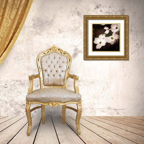 White Dogwood III Gold Ornate Wood Framed Art Print with Double Matting by Van Swearingen, Debra