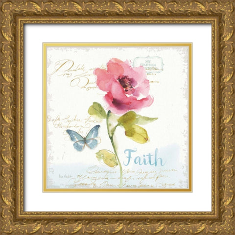 Rainbow Seeds Floral VI Faith Sq Gold Ornate Wood Framed Art Print with Double Matting by Audit, Lisa