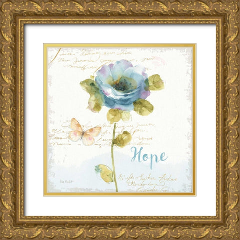 Rainbow Seeds Floral VII Hope Sq Gold Ornate Wood Framed Art Print with Double Matting by Audit, Lisa