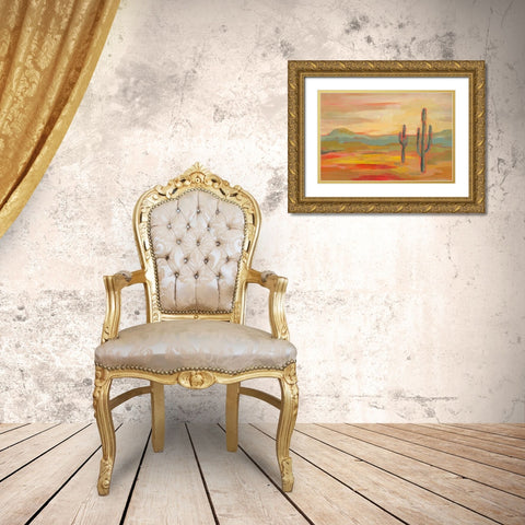 Desert Saguaro Gold Ornate Wood Framed Art Print with Double Matting by Vassileva, Silvia