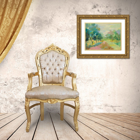 Sunrise Forest Gold Ornate Wood Framed Art Print with Double Matting by Vassileva, Silvia