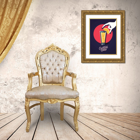 Cocktail Party Gold Ornate Wood Framed Art Print with Double Matting by Escalante, Omar