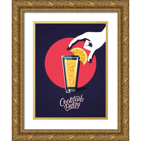 Cocktail Party Gold Ornate Wood Framed Art Print with Double Matting by Escalante, Omar