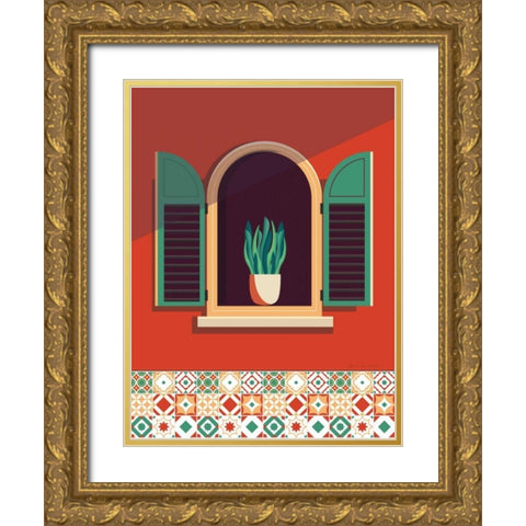 Window Lisboa Gold Ornate Wood Framed Art Print with Double Matting by Escalante, Omar