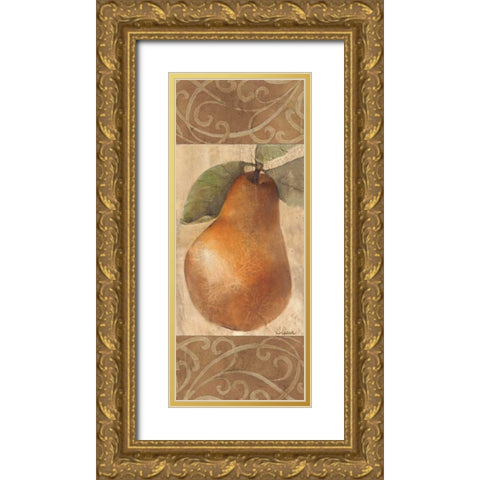 Patterned Pear Gold Ornate Wood Framed Art Print with Double Matting by Hristova, Albena