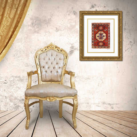 Moroccan Rug I Gold Ornate Wood Framed Art Print with Double Matting by Zaman, Farida