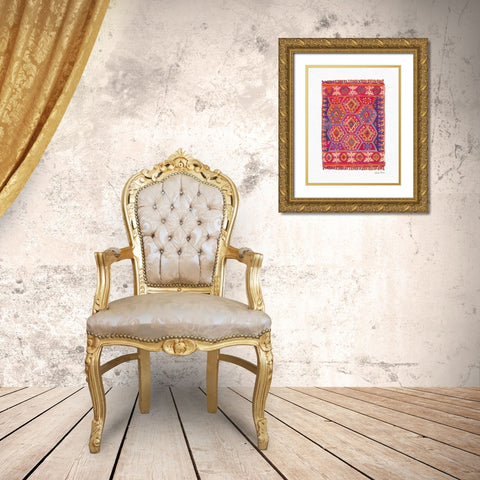 Moroccan Rug II Gold Ornate Wood Framed Art Print with Double Matting by Zaman, Farida