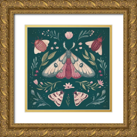 Winged Study II Plum Gold Ornate Wood Framed Art Print with Double Matting by Penner, Janelle
