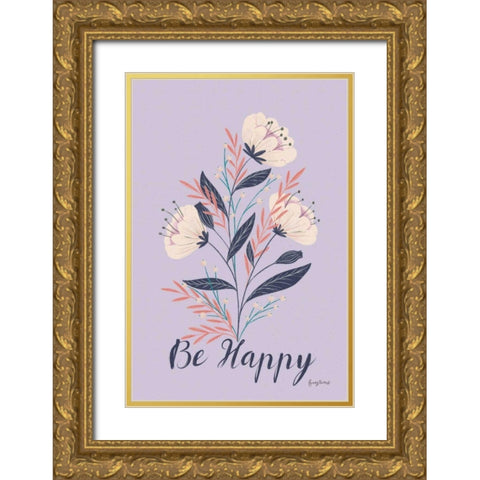 Modern Floral I Lilac Gold Ornate Wood Framed Art Print with Double Matting by Thorns, Becky