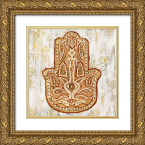 Hamsa Gold Ornate Wood Framed Art Print with Double Matting by Vassileva, Silvia