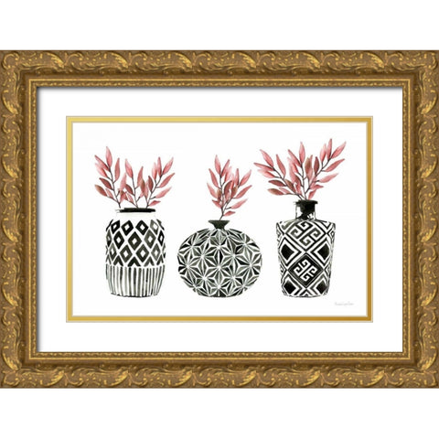 Geometric Vases I Gold Ornate Wood Framed Art Print with Double Matting by Charro, Mercedes Lopez
