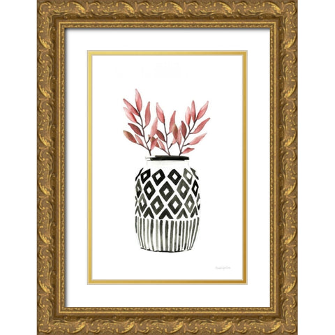 Geometric Vases II Gold Ornate Wood Framed Art Print with Double Matting by Charro, Mercedes Lopez