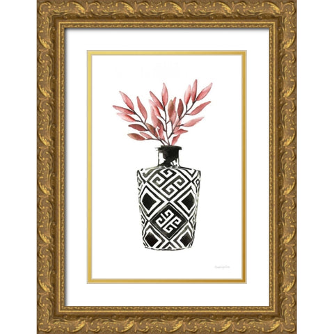 Geometric Vases III Gold Ornate Wood Framed Art Print with Double Matting by Charro, Mercedes Lopez