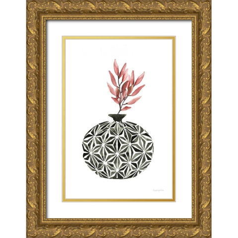 Geometric Vases IV Gold Ornate Wood Framed Art Print with Double Matting by Charro, Mercedes Lopez