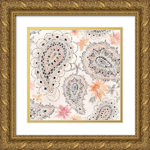 Kasbah Crush Pattern IIIA Gold Ornate Wood Framed Art Print with Double Matting by June, Dina
