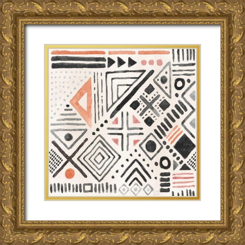 Kasbah Crush Pattern IVA Gold Ornate Wood Framed Art Print with Double Matting by June, Dina