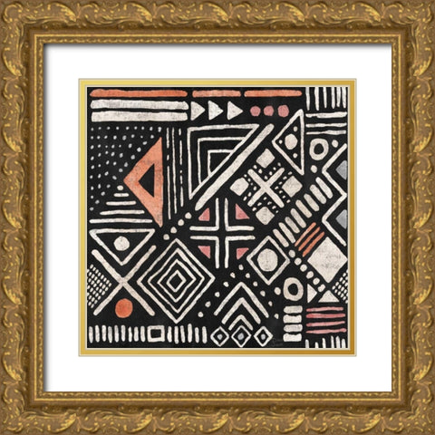 Kasbah Crush Pattern IVB Gold Ornate Wood Framed Art Print with Double Matting by June, Dina