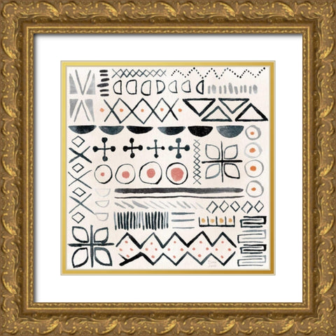 Kasbah Crush Pattern VA Gold Ornate Wood Framed Art Print with Double Matting by June, Dina
