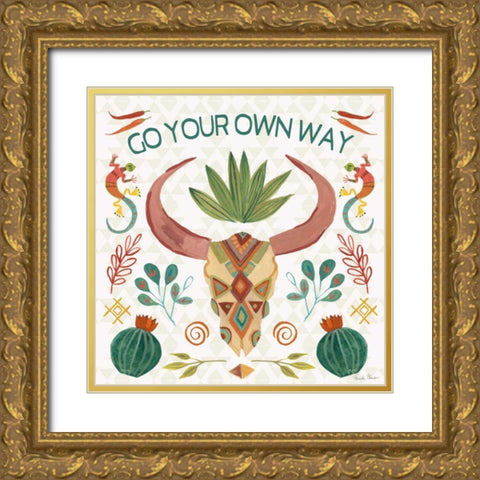 Southwest Vibes V Gold Ornate Wood Framed Art Print with Double Matting by Zaman, Farida