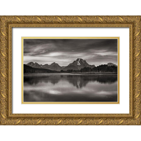 Oxbow Bend Sunrise Gold Ornate Wood Framed Art Print with Double Matting by Majchrowicz, Alan