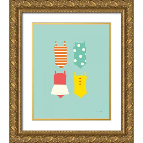 Bahting Suits Galore II Blue Gold Ornate Wood Framed Art Print with Double Matting by Kelle, Ann