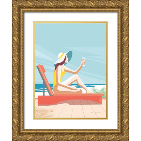 South Beach Sunbather I Gold Ornate Wood Framed Art Print with Double Matting by Escalante, Omar