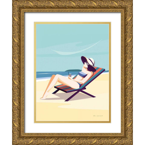 South Beach Sunbather II Gold Ornate Wood Framed Art Print with Double Matting by Escalante, Omar