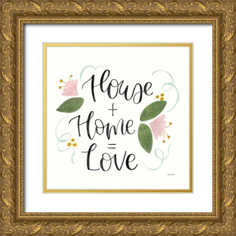 Home Sweet Home III Green Gold Ornate Wood Framed Art Print with Double Matting by Jackson, Jenaya