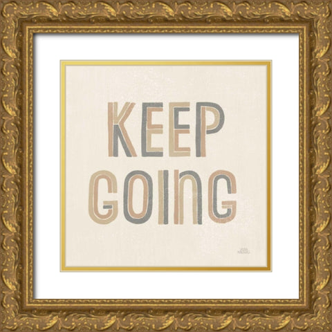 Retro Words II Neutral Gold Ornate Wood Framed Art Print with Double Matting by Marshall, Laura