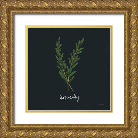 Herbs III Black Gold Ornate Wood Framed Art Print with Double Matting by Thorns, Becky