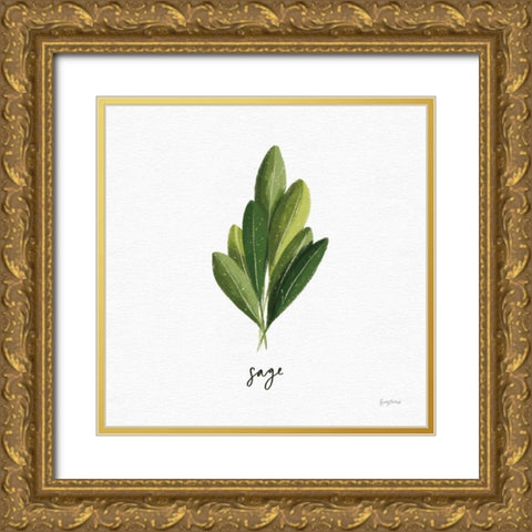 Herbs II White Gold Ornate Wood Framed Art Print with Double Matting by Thorns, Becky