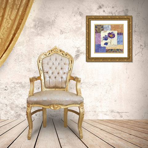Tiled Poppies I - Purple Gold Ornate Wood Framed Art Print with Double Matting by Vassileva, Silvia