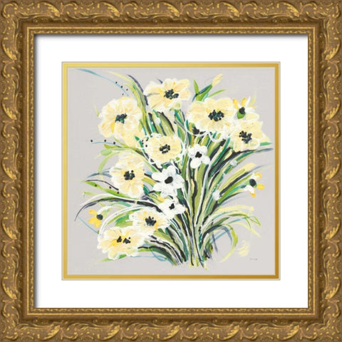 Spring II Gray Gold Ornate Wood Framed Art Print with Double Matting by Griggs, Jan