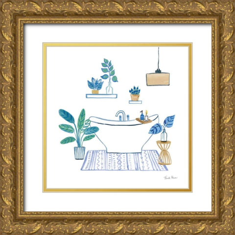 Relax II Tan Gold Ornate Wood Framed Art Print with Double Matting by Zaman, Farida