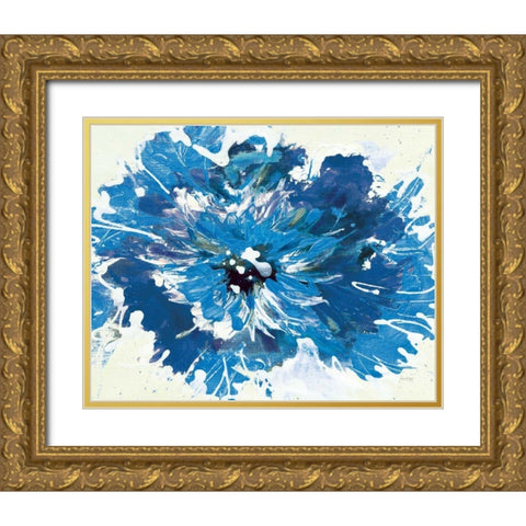 Color in Bloom Blue Gold Ornate Wood Framed Art Print with Double Matting by Griggs, Jan