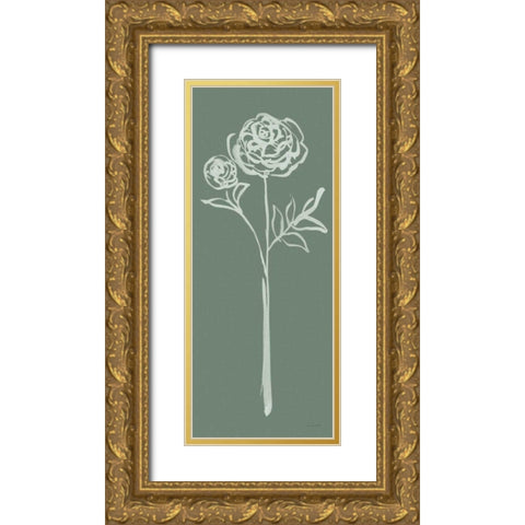 Floral Line I Green Gold Ornate Wood Framed Art Print with Double Matting by Schlabach, Sue