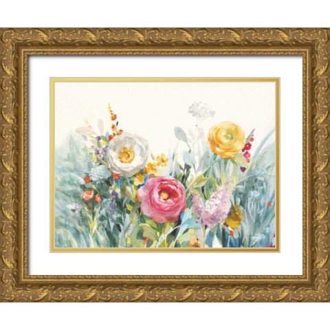 Garden Fullness Gold Ornate Wood Framed Art Print with Double Matting by Nai, Danhui