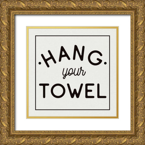 Bathroom Rules II Sq Gold Ornate Wood Framed Art Print with Double Matting by Wild Apple Portfolio