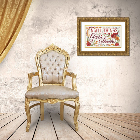 Give Thanks I Gold Ornate Wood Framed Art Print with Double Matting by Tavoletti, Anne