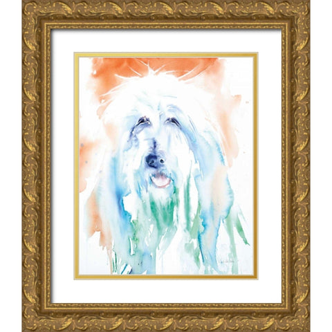 Sheep Dog Gold Ornate Wood Framed Art Print with Double Matting by Valle, Aimee Del