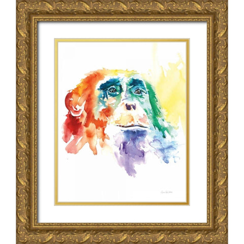 Chimpanzee I Gold Ornate Wood Framed Art Print with Double Matting by Valle, Aimee Del