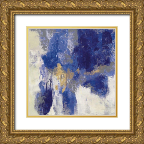 Sparkle Abstract II Blue Gold Ornate Wood Framed Art Print with Double Matting by Vassileva, Silvia