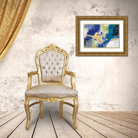 Sparkle Abstract III Blue Crop Gold Ornate Wood Framed Art Print with Double Matting by Vassileva, Silvia