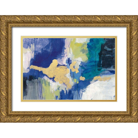 Sparkle Abstract III Blue Crop Gold Ornate Wood Framed Art Print with Double Matting by Vassileva, Silvia