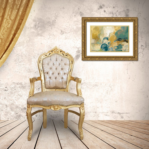 Mid Mod Mood Blue Crop Gold Ornate Wood Framed Art Print with Double Matting by Vassileva, Silvia