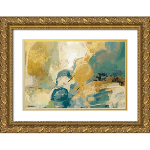 Mid Mod Mood Blue Crop Gold Ornate Wood Framed Art Print with Double Matting by Vassileva, Silvia
